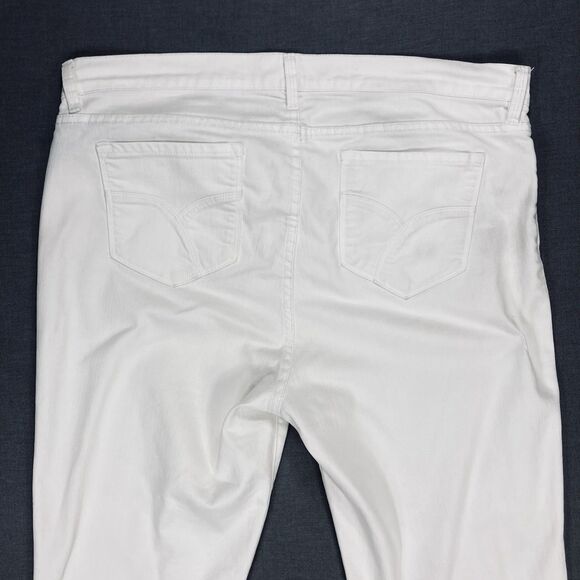 NYDJ Crop Jeans Womens Sz 16 White Straight Leg Cuffed High Waisted Modest Capri - Picture 7 of 15